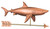 33" Bronze and Gold Handcrafted Shark with Arrow Single Point Contact Nautical Weathervane