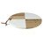 9.5" Ivory and Brown Solid Acacia Wood and Marble Round Cutting Cheese Board