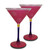 Set of 2 Pink and White Hand Painted Martini Drinking Glasses 7.5 oz.