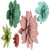 Set of 5 Multi Colored Distressed Leaf Flower Dimensional Wall Decoration 20.5"