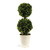19" Green and Ivory Contemporary Artificial Double Ball Topiary in Beaded Pot