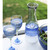 Set of 2 Blue and Clear Retro Striped Wine Glasses 10.5 oz.