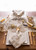 72" x 14" White and Gold Colored Christmas Collage Themed Table Runner
