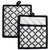 Set of 2 Black and White Quilted Lattice Potholders with Loop 9”