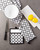 Set of 2 Black and White Quilted Lattice Potholders with Loop 9”