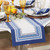 72" Table Runner with Blue Striped Floral Design