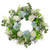 Hydrangea, Rose and Geranium Artificial Floral Spring Wreath, White and Blue - 24-Inch