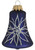 4ct Navy Blue Matte Glass Christmas Bell Ornaments with Silver Starburst 3" (76mm)