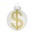 9ct Porcelain White and Gold Rhinestone Dollar Sign Christmas Ball Ornaments 2.25" (57mm)