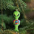 5.25" Green and Blue Tie Dye Shirt Alien Figurine Christmas Ornament
