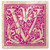 4pc Ivory and Tutti Frutti Pink Alphabet "V" Square Monogram Coasters 4"
