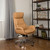 47.64" Camel Brown Mid-Century Modern Leatherette Gaslift Adjustable Swivel Office Chair