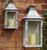 Set of 2 Cream and Brown Antique Wall Mounted Pillar Candle Lanterns 19.5"