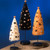 Set of 3 Yellow and White Confetti Trees Halloween Tabletop Decor 5"