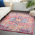 9.2' x 12.5' Distressed Persian Medallion Design Pink and Purple Rectangular Area Throw Rug
