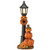 13.75" Orange LED Lighted Thanksgiving Pumpkin Scarecrow and Lamppost Tabletop Decor
