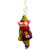 6" Red and Green Christopher Radko Speed Skating Piggy Glass Christmas Ornament