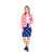 Red and Blue Stars with Stripes Printed Patriotic Women's Adult Americana Suit - US16