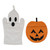 Set of 2 Orange and White Halloween Themed Ghost Oven Mitt Jack O'Lantern Potholder 13"