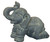 17" Gray Kneeling Elephant with Trunk Upward Outdoor Garden Statue - 33831343