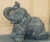 17" Gray Kneeling Elephant with Trunk Upward Outdoor Garden Statue - 33831343