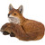 15.75" Brown and Gray Fox Laying Down Garden Statue