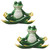 Set of 2 12" Meditating Pose Zen Frog Outdoor Garden Statue