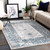 5’3” x 7’3” Distressed Finish with Geometric Border Blue and Beige Rectangular Area Rug