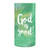 7" Jade Green, Emerald Green And White With "God Is Good" Inscription LED Candle