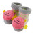 5" Gray and Pink Adorable Monsters Rattle Socks