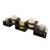 17.25" Black Wooden Centerpiece Tray with 5 Frosted Glass Votives