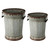 Set of 2 Gray Metal Pots with Rusty Finish 14"