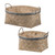 Set of 2 Brown and Metallic Gray Woven Bamboo Baskets 18.5"