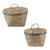 Set of 2 Brown and Metallic Gray Woven Bamboo Baskets 18.5"