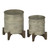 Set of 2 Brown and Silver Cylindrical Storage Pots 12.75"