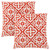 Set of 2 Red and White Geometric Square Pillow with Zipper Closure 18"