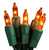 10 Battery Operated Orange Mini Christmas Lights - 4.6 ft Green Wire