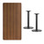 31" Walnut Laminate Elegant Rectangular Table Top with Cast Iron Round Table Bases