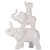 13.5" White Contemporary Style Trumpeting Elephants Accent