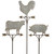 Set of 3 Galvanized Finish and Bronze Colored Animal Garden Yard Stakes 46.12"