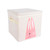 13" Pink Rabbit Felt-Stitched Cube Storage Bin with Lid