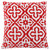 18" Red and White Geometric Square Throw Pillow with Zipper Closure