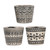 Set of 3 White and Black Tribal Motifs Planters 5.5"