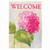 Green and Pink Hydrangea "Welcome" Printed Outdoor Garden Flag 18" x 13"