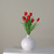 18.5" Red Artificial Blooming Tulip Bush With Long Green Leaves