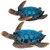 Set Of 2 Blue Sea Turtle Hand Painted Outdoor Garden Statues 14"