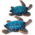 Set Of 2 Blue Sea Turtle Hand Painted Outdoor Garden Statues 14"