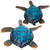Set Of 2 Blue Sea Turtle Hand Painted Outdoor Garden Statues 14"