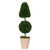 24" Green and White Small Size Potted Cone and Ball Faux Boxwood Topiary