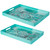 18.75" Green Set of Two Teal Traditional Trays